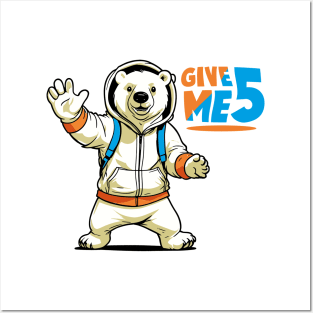 Polar Bear Give Me Five Posters and Art